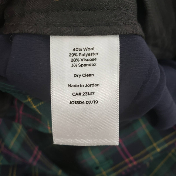 Talbots Plaid Hampshire Ankle Pants 22W Straight Leg Wool Blend High Rise Green - Picture 12 of 13